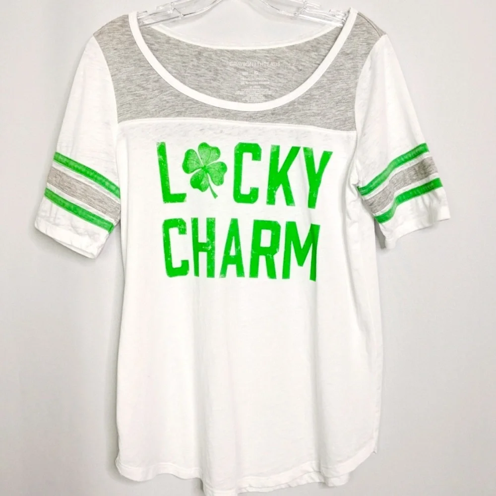NWT GRAYSON THREADS St Patrick’s Day Lucky Charm Green Clover Baseball Tee XXL - Picture 1 of 9